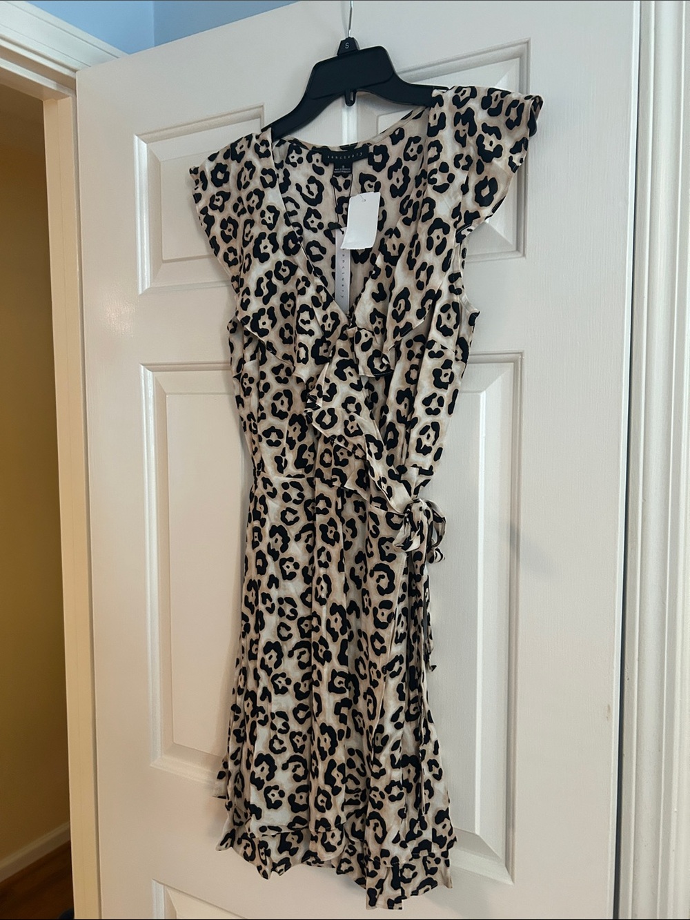 Leopard Print Wrap Dress - Beige and Black NWT